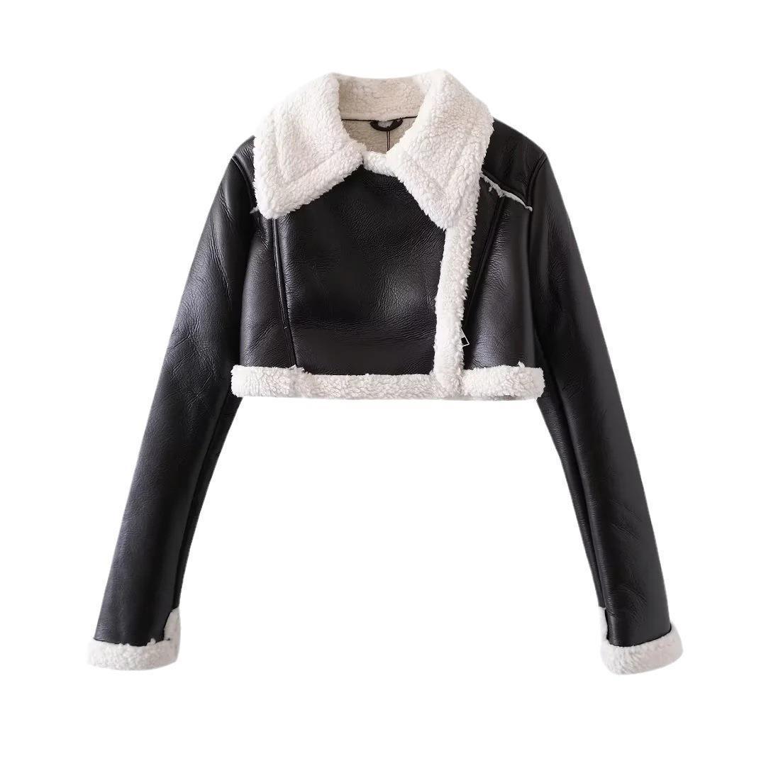 Fur Integrated Short Street Hot Girl Motorcycle Clothing Coat - Bellarte Enchanté Fur Integrated Short Street Hot Girl Motorcycle Clothing Coat